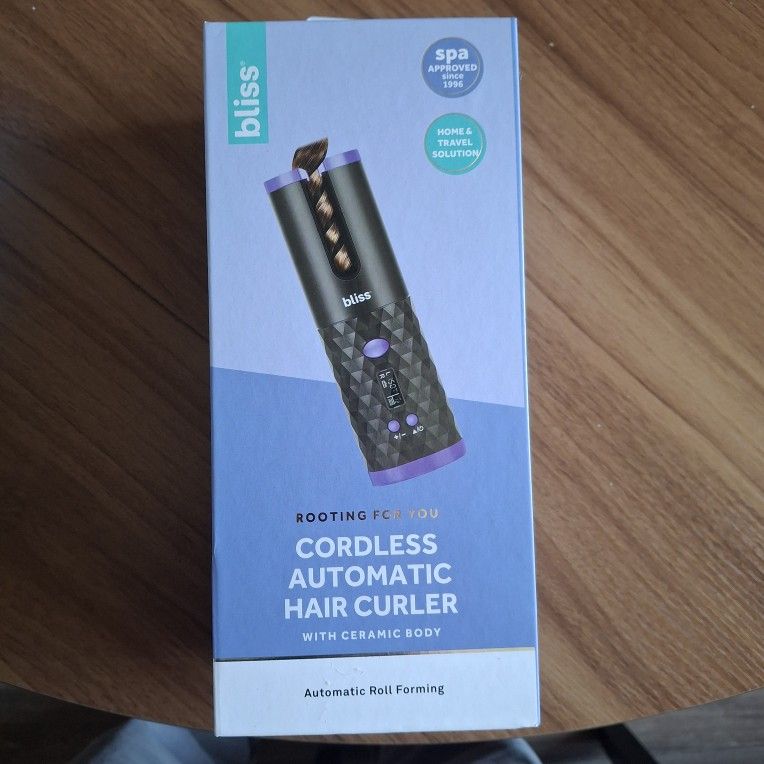 Bliss Cordless Automatic Hair Curler NEW