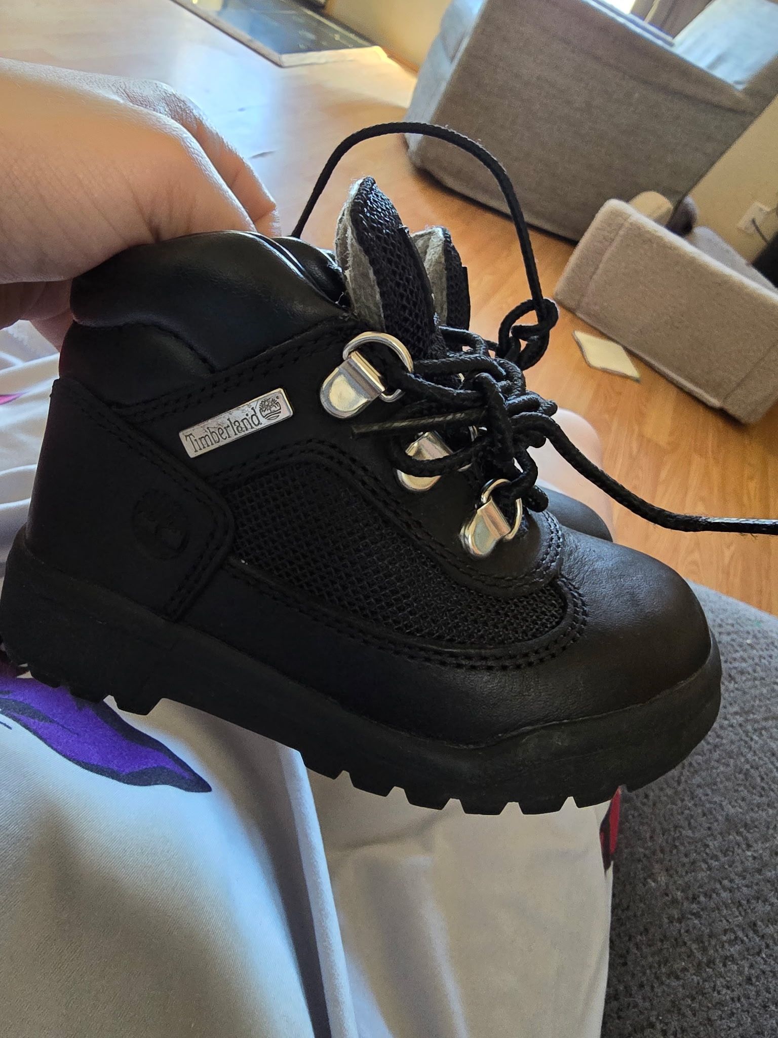 8c Black Leather Field Boots