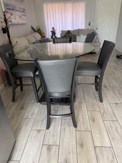 Round Glass Top Counter Height Dining Set