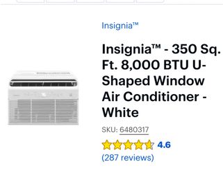 Insignia 350 Sq. ft. 8,000 BTU U-Shaped Window Air Conditioner
