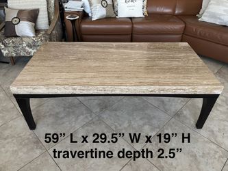 Postmodern Travertine Stone Coffee Table – 59" x 29.5"