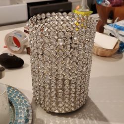 2 Large Fully Beaded Pillar Vases / Candle Holders 