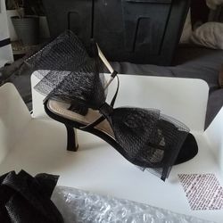 WHBM Strappy Black Bow Heels