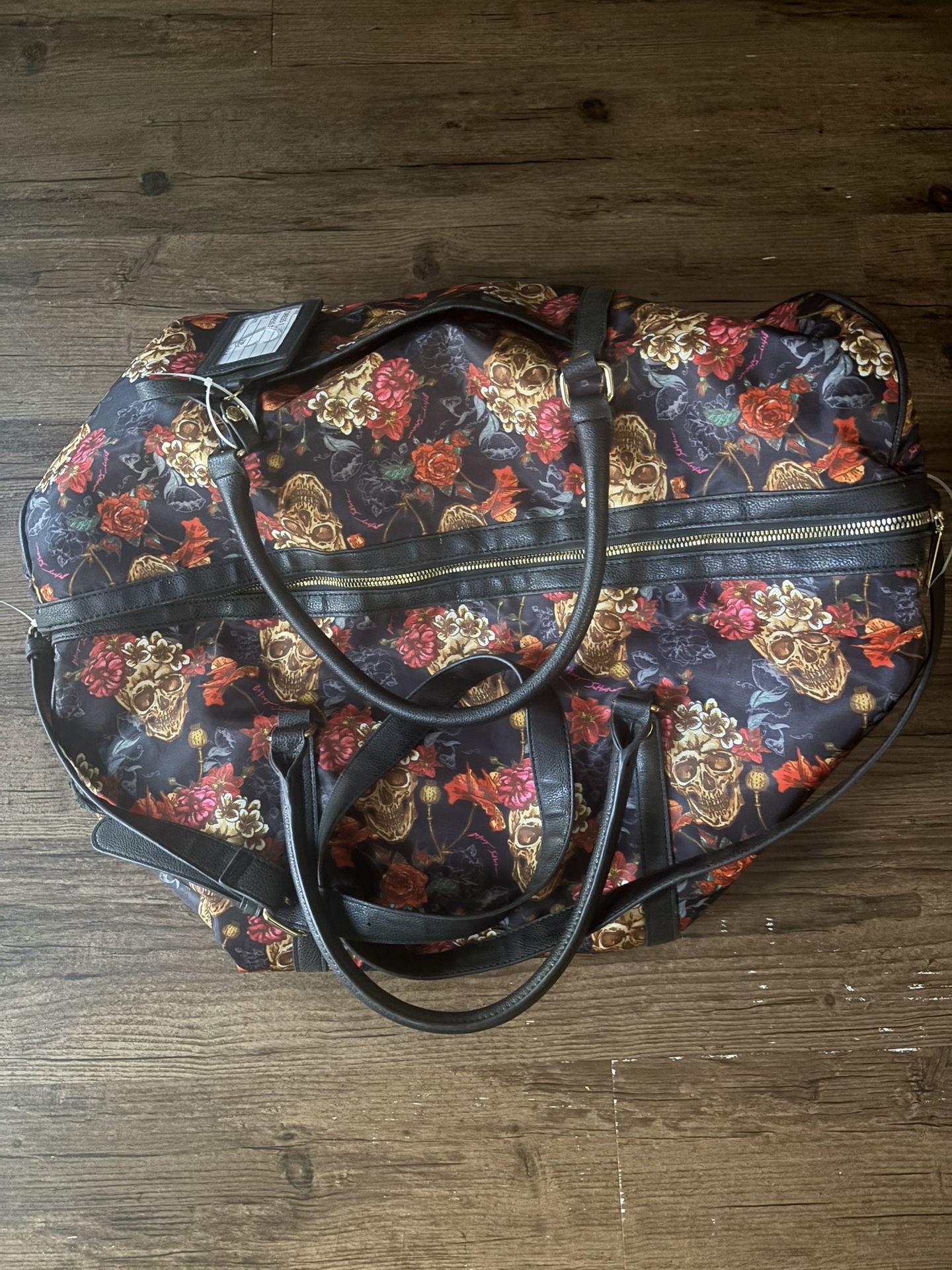 Betsey Johnson Floral Skull Luggage Bag