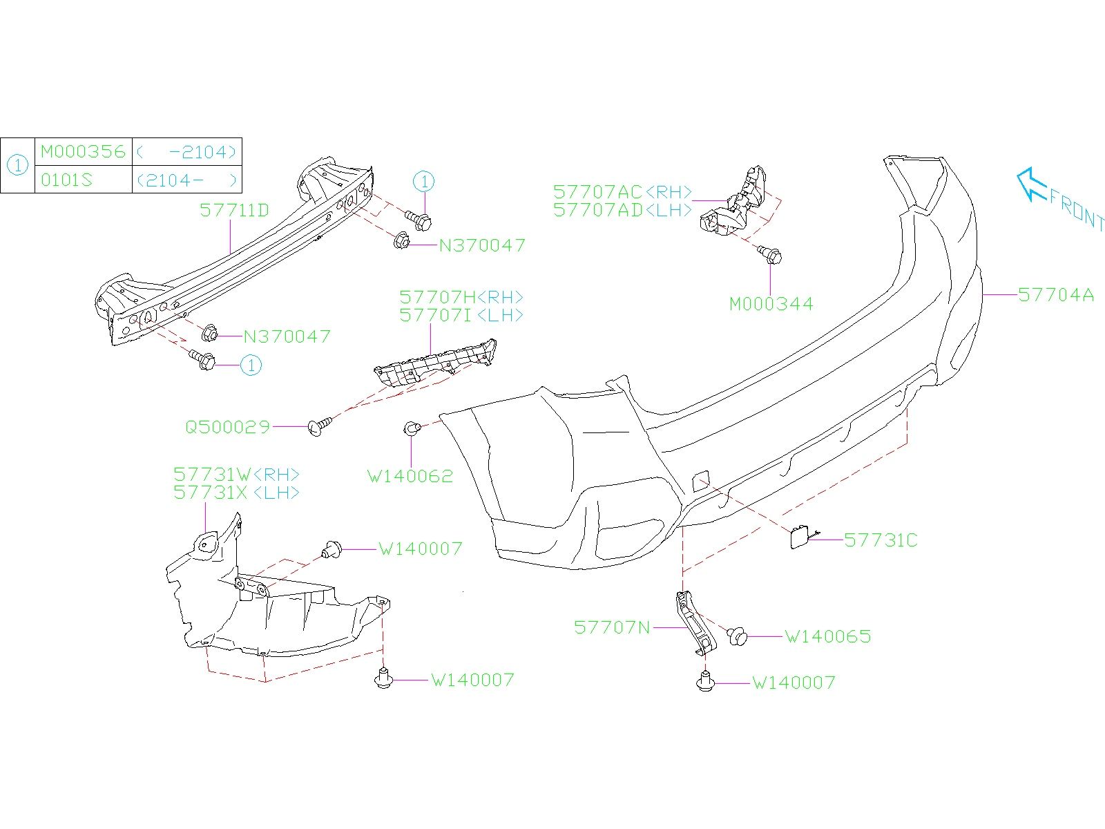 2018-2023 Subaru Crosstrek Rear Bumper Support Beam