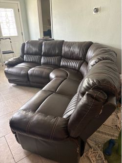 Brown leather recliner couch