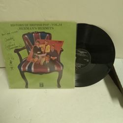 Very Rare Signed Vintage Old Imported HISTORY OF BRITISH POP - VOL. 14 HERMAN 'S HERMITS Vinyl Record LP