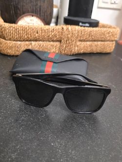 Gucci Web Stripe Square Frame Sunglasses With Case GG0381SN