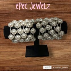 Large Gum-ball Pearl Bracelets With Silver Wire in Between Bracelets New  SET OF 3