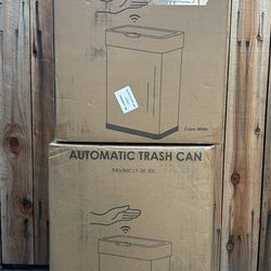 automatic white trash can