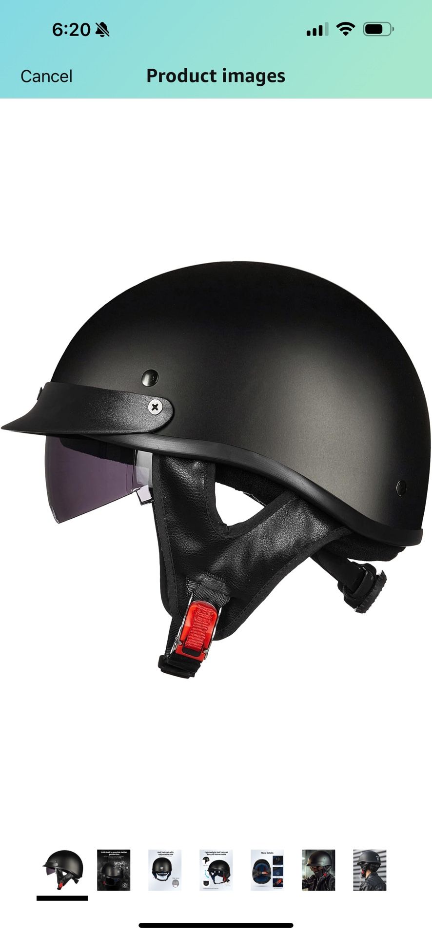 ILM Half Helmet Motorcycle Open Face Sun Visor Quick Release Buckle DOT Approved(XL, Matt Black)