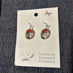 Pressed Flower Sterling Silver Earrings