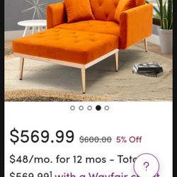 Luxurious Accent Chair With Ottoman Wingback Chair With Ottoman Two Colors Available Velvet Sofa With Ottoman Orange Furniture Green Furniture 🆕