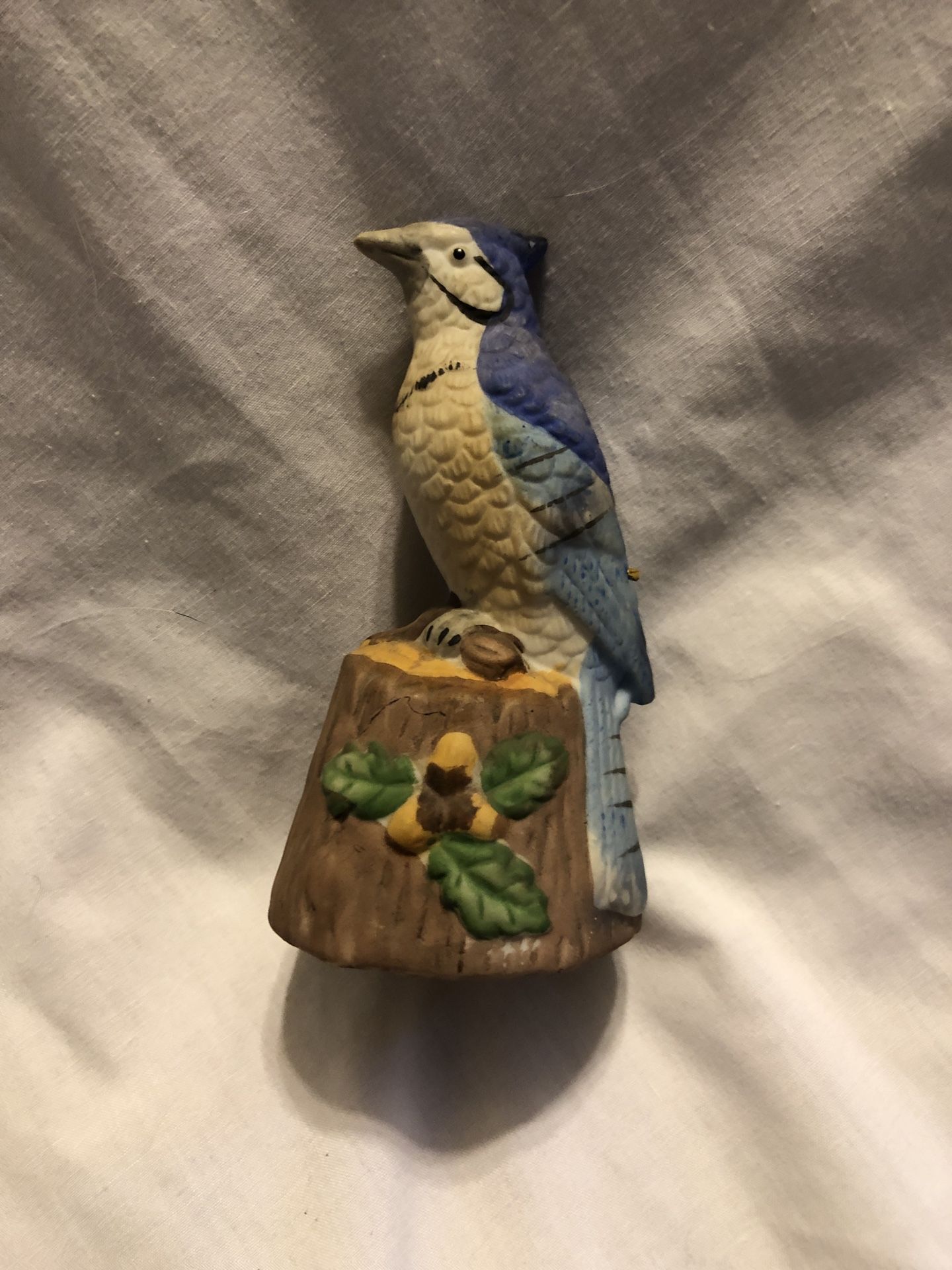 Vintage Jasco Hand Painted Blue Jay Ceramic Porcelain Bell