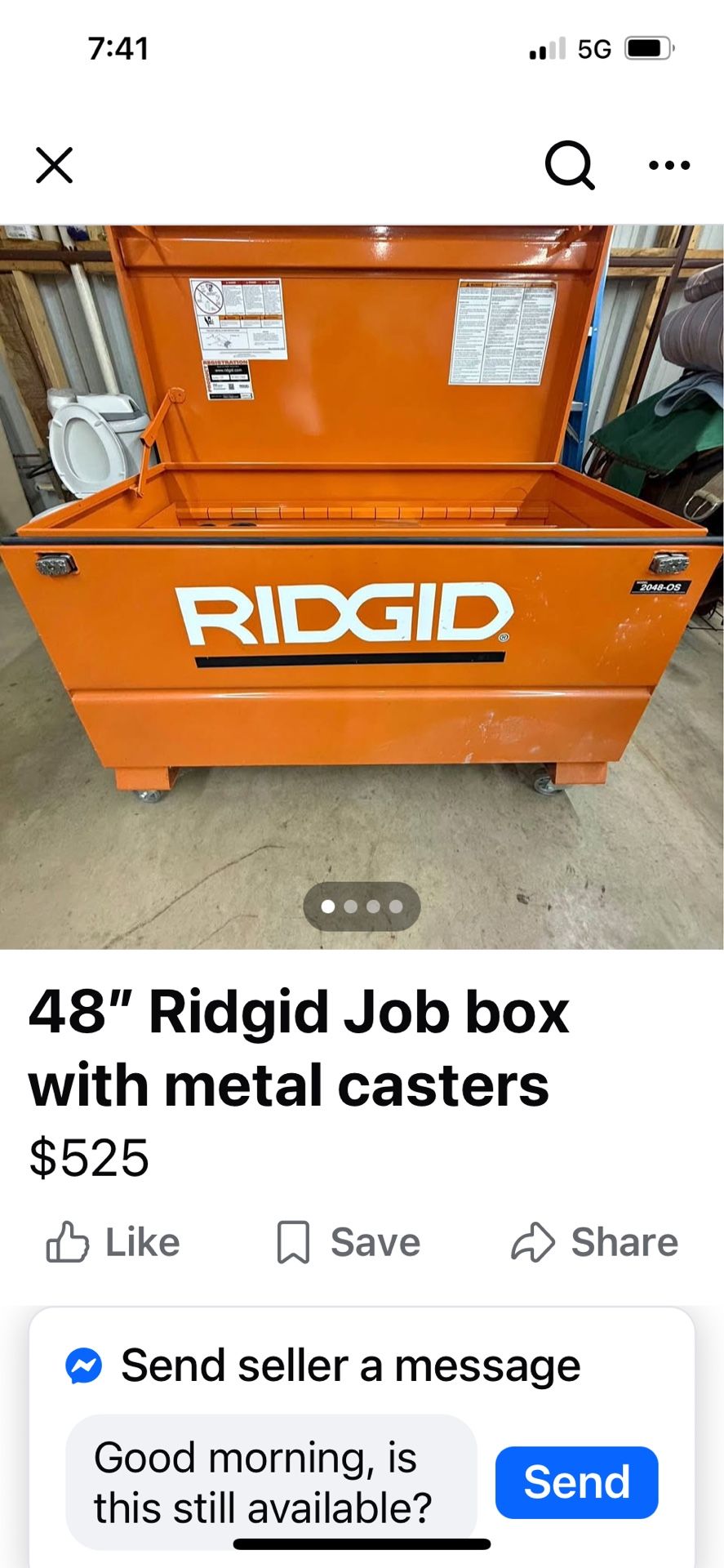 60” Rigid Gang Box With Locks , Steel Caster Wheels And Keys 