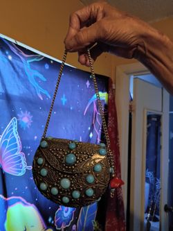 Antique vintage 1970  silver plated  sajai turquoise gems