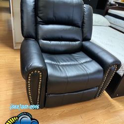 Black Leather Recliner Couch New Seat