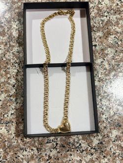 10k gold heart chino link necklace
