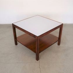 1960’s Mid-Century Modern Two-Tiered Walnut and White Formica Coffee Table