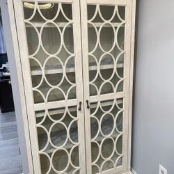 Large Painted Mirrored Decorative Double Door Cabinet Cupboard Vitrine