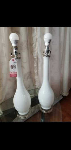 2 White Glass Lamps