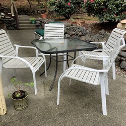 Patio Furniture Table, 4 Chairs, Lounger And Cushion (OFFERS CONSIDERED)