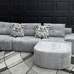 Modern Low-Profile Boneless Sofa + Ottoman