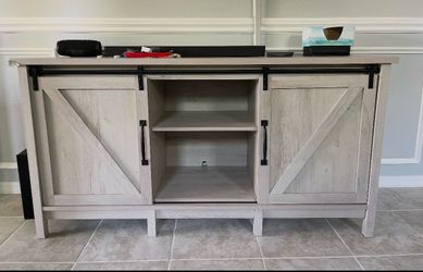 Rustic sliding barn door tv stand