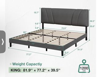 King size bed frame with headboard