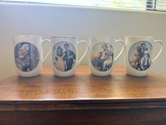 Norman Rockwell Ceramic Mugs Set of 4