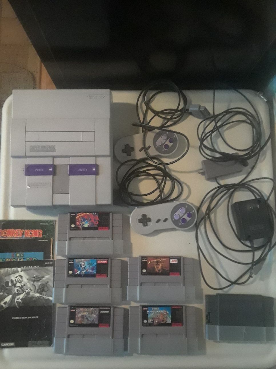 One Owner Super Nintendo SNES Complete Setup with Cords, Games, and TV