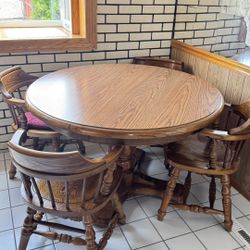 Solid Oak Dining Table + 4 Chairs – $350 Great Condition | Heavy, Durable Wood