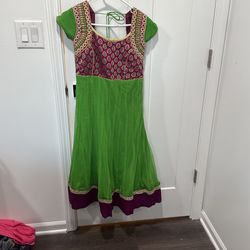 Green And Purple Aarakli/indian Dress