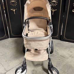 New 2-in-1 High Landscape Baby Stroller, Reversible Bassinet Reclining