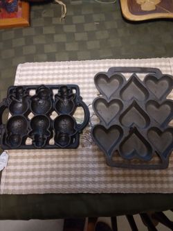 Cast Iron Hearts And Snowmen Pans