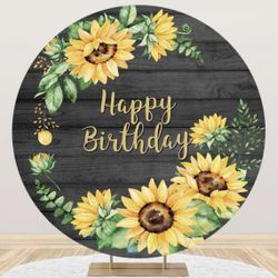 Happy Birthday 7.5x7.5ft Round Backdrop