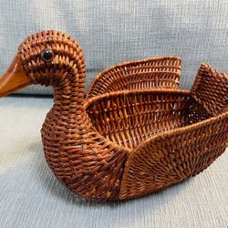 Vintage Avon Rattan Duck Planter 