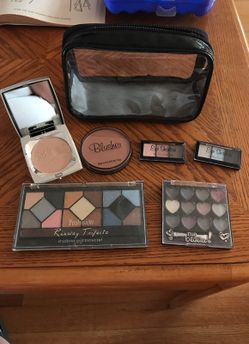 Makeup bag, Eye shadow, blush, and powder cover up