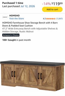 Farmhouse style shoe bench