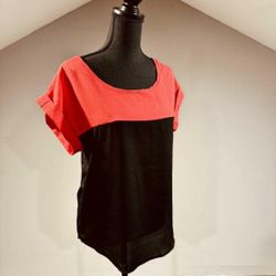 Medium Red & Black Short Sleeve Blouse