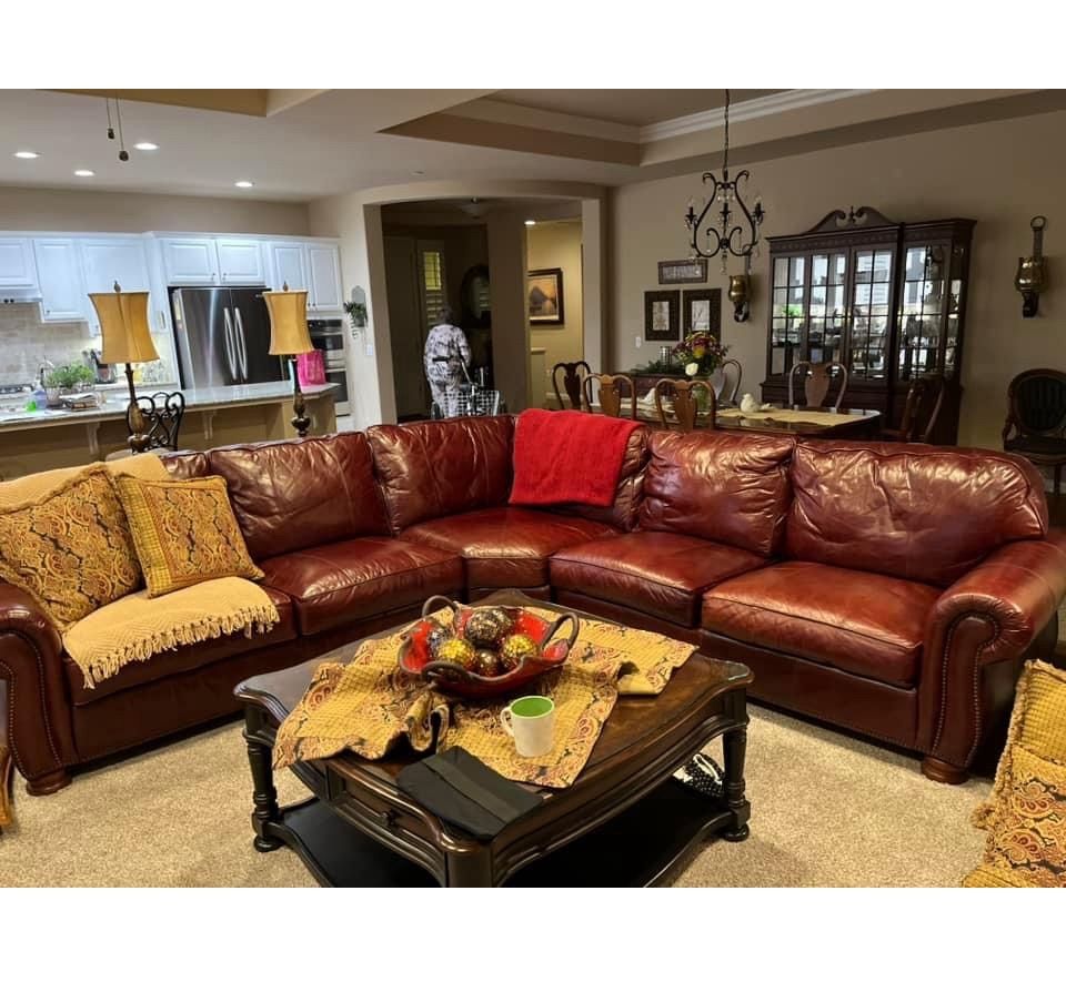Beautiful Deep Red Real Leather Couch