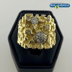Men’s Diamond Nugget Ring In 14k Gold