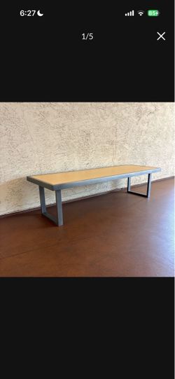 One Heavy Steel and Wood Industrial Lobby Coffee Table Bench
