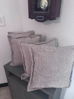 Set of 4 Neutral Textured Throw Pillows – 15x15 – Like New