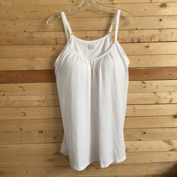 32 Degrees Cool Women’s White Flowy Stretch build in Bra Camisole Size XL NWOT