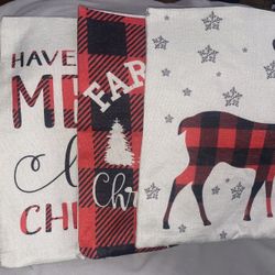 Set Of 4 Christmas Buffalo Plaid Throw Pillow Covers