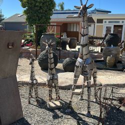 Set Of 3   Metal Giraffes 