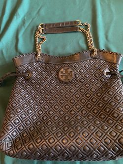 Tory Burch black purse with gold chain