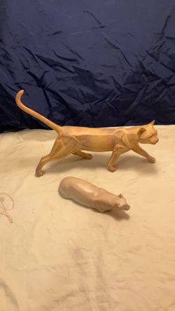 Vintage Stone Cat Sculptures 