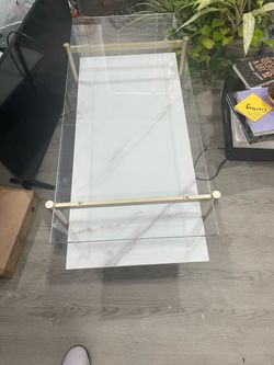 Glass and Marble Two-Tier Coffee Table